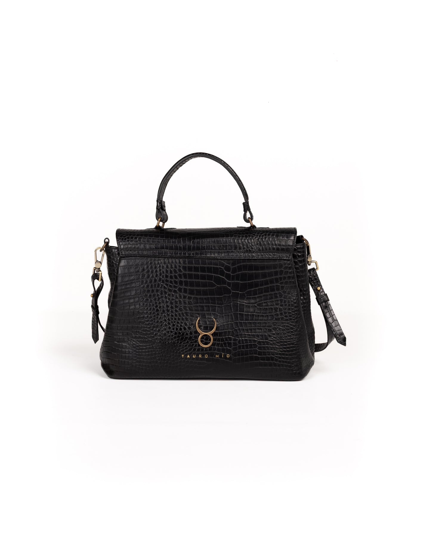 Bolso Doctor Bag Piel Estampado Aligator Negro