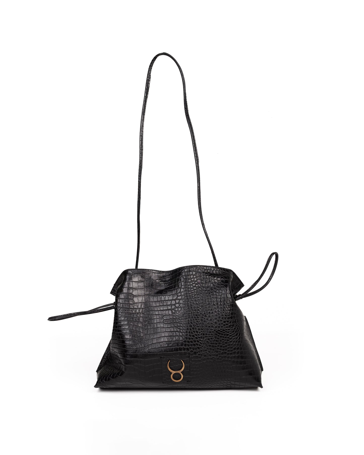 Bolso Antonia Slouchy Piel Estampado Aligator Negro