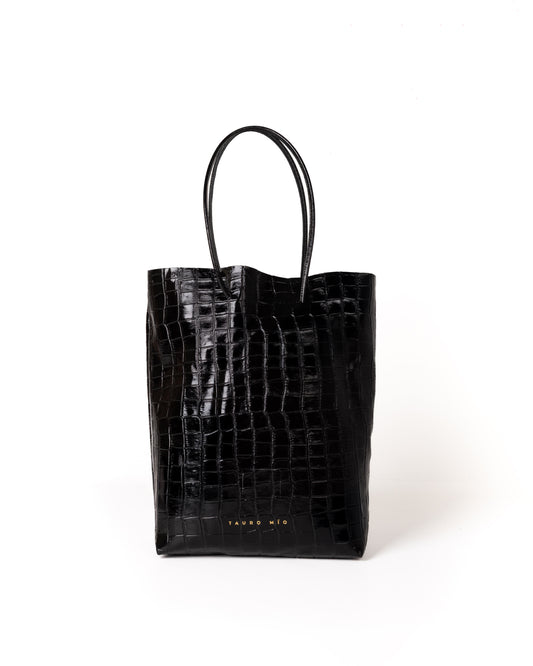 Bolso Square Bag Piel Estampado Coco Negro