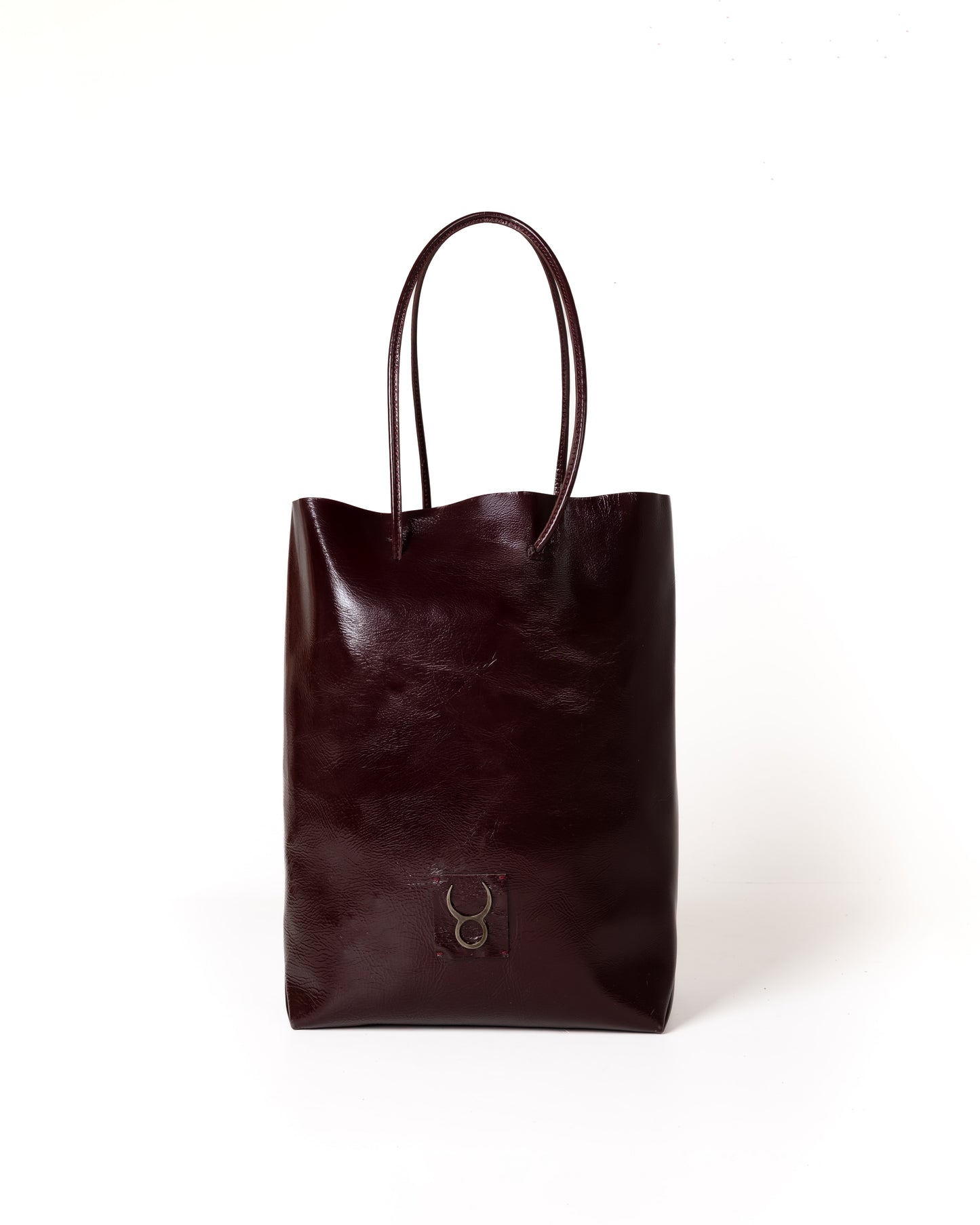 Bolso Square Bag Piel Charol Vino