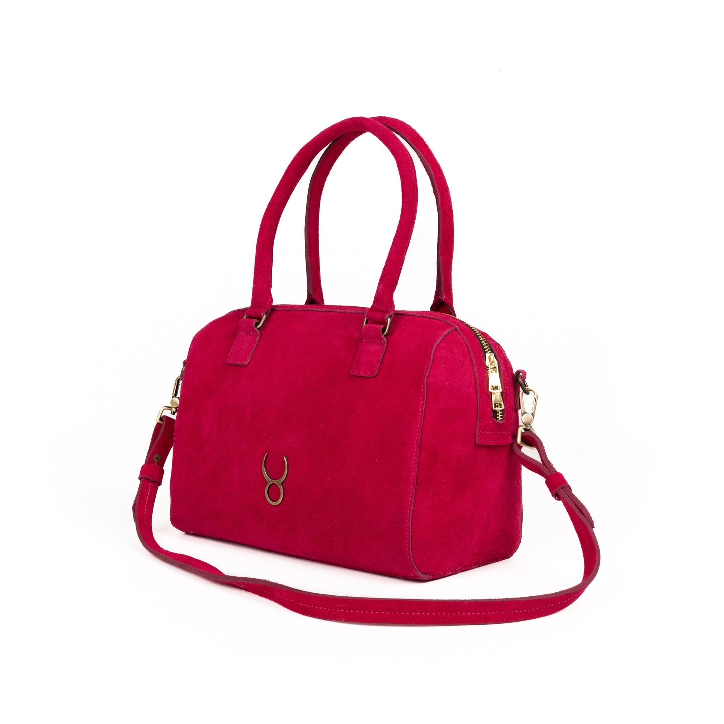 Bolso Bowling Bag Piel Gamuza Fucsia