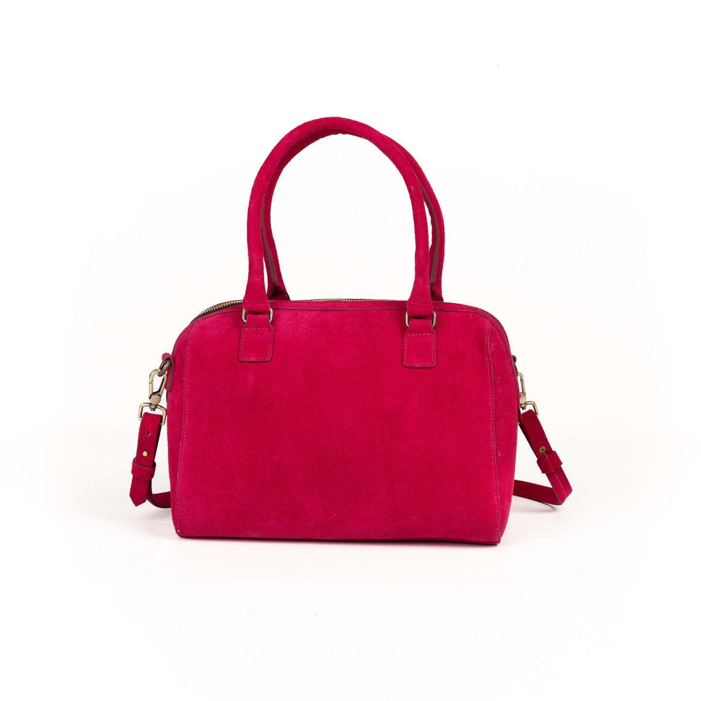 Bolso Bowling Bag Piel Gamuza Fucsia