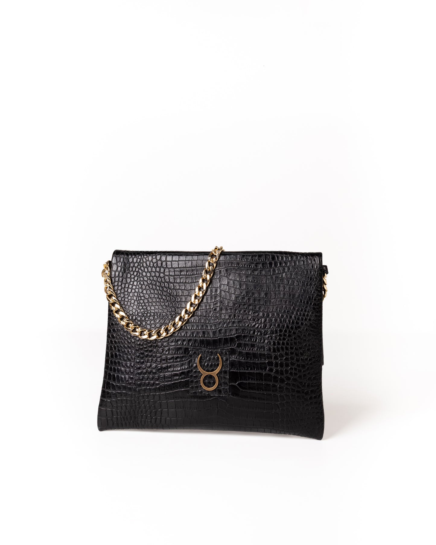 Coco Clutch Piel Estampado Aligator Negro