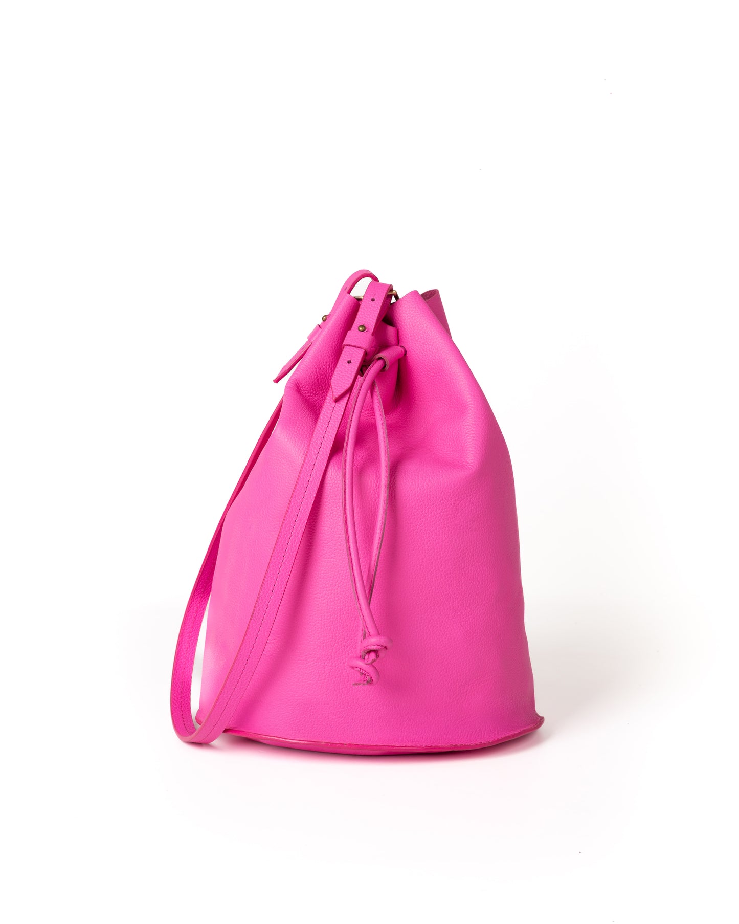 Bolso Bucket Bag Piel Grabada Fucsia Minimal Edition