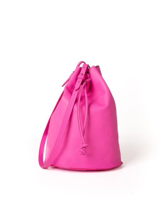 Bolso Bucket Bag Piel Grabada Fucsia Minimal Edition