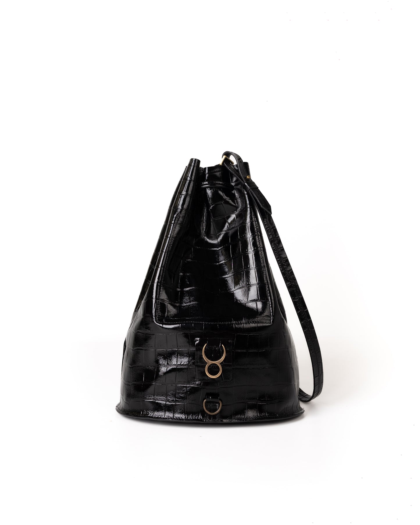Bolso Bucket Bag Piel Estampado Coco Negro Minimal Edition