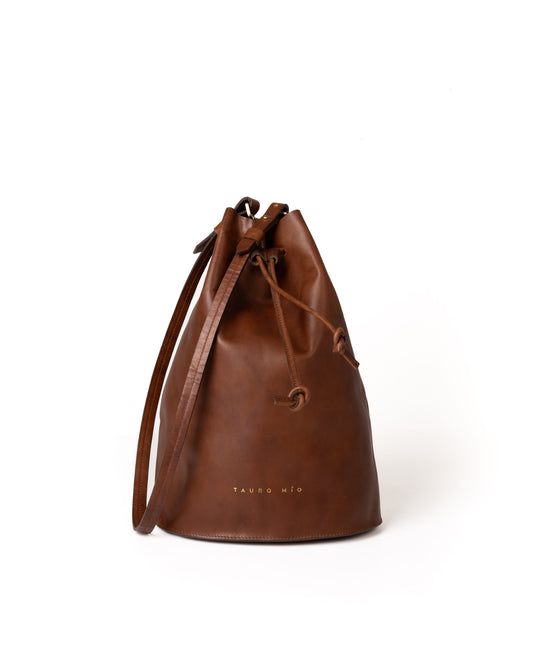 Bolso Bucket Bag Piel Caoba Minimal Edition