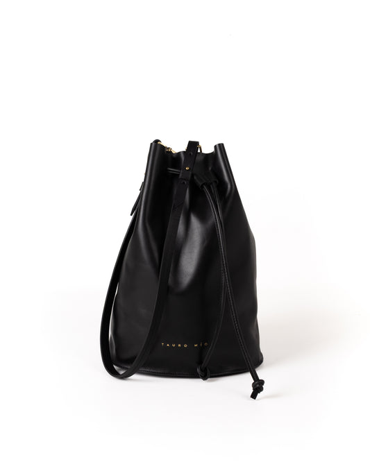 Bolso Bucket Bag Piel Negro Minimal Edition