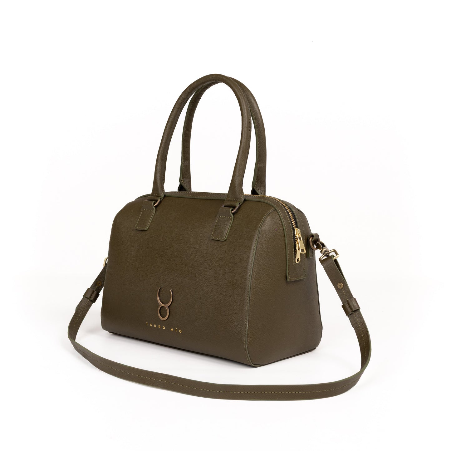Bolso Bowling Bag Piel Verde Olivo