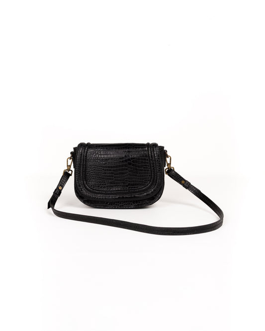 Crossbody Piel Estampado Aligator Negro