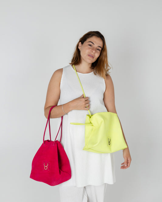 Bolso Antonia Slouchy Piel Amarillo Neón
