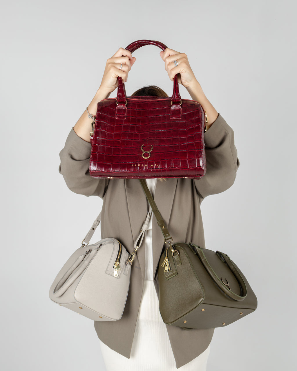 Bolso Bowling Bag Piel Estampado Coco Burdeos