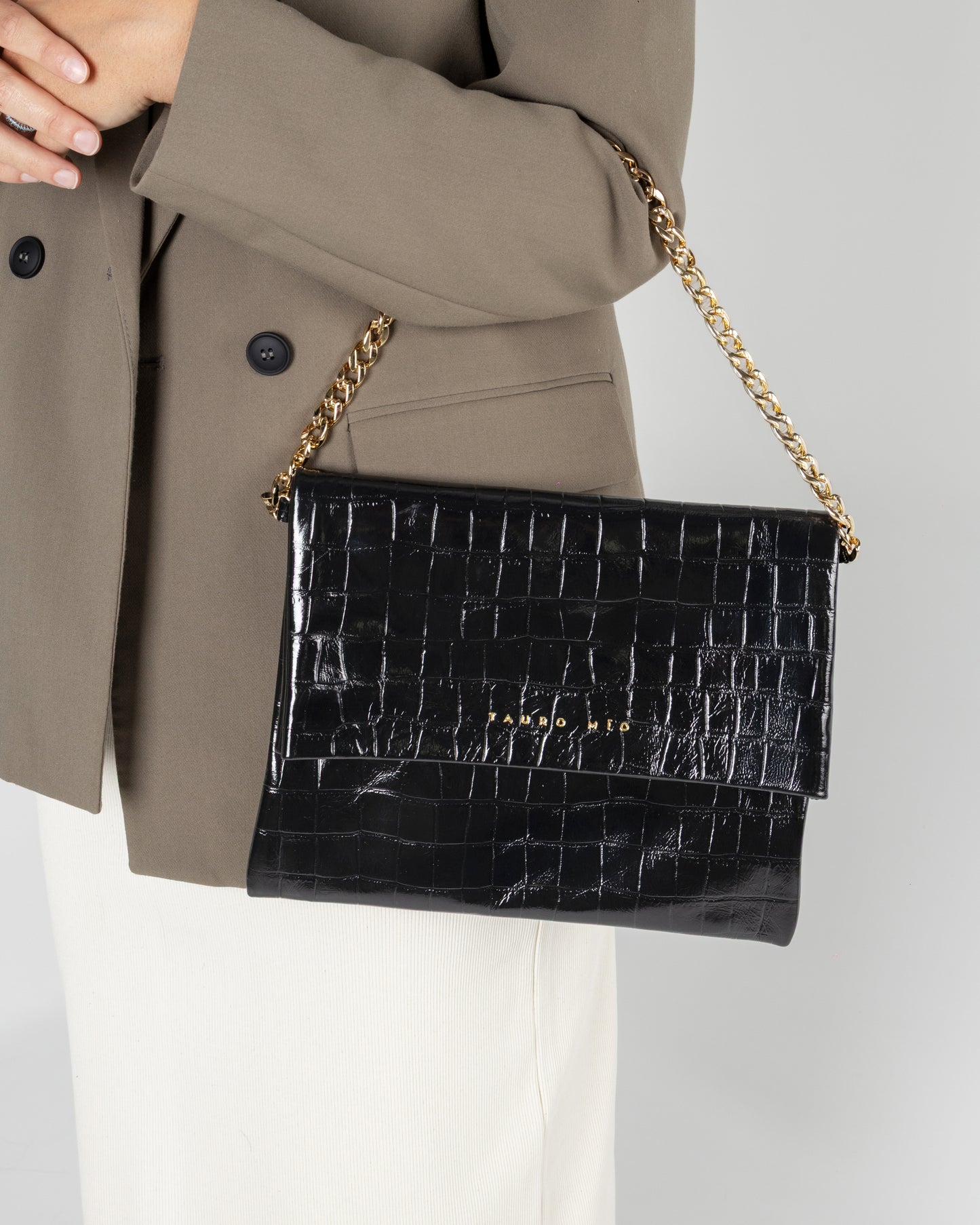 Coco Clutch Piel Estampado Coco Negro