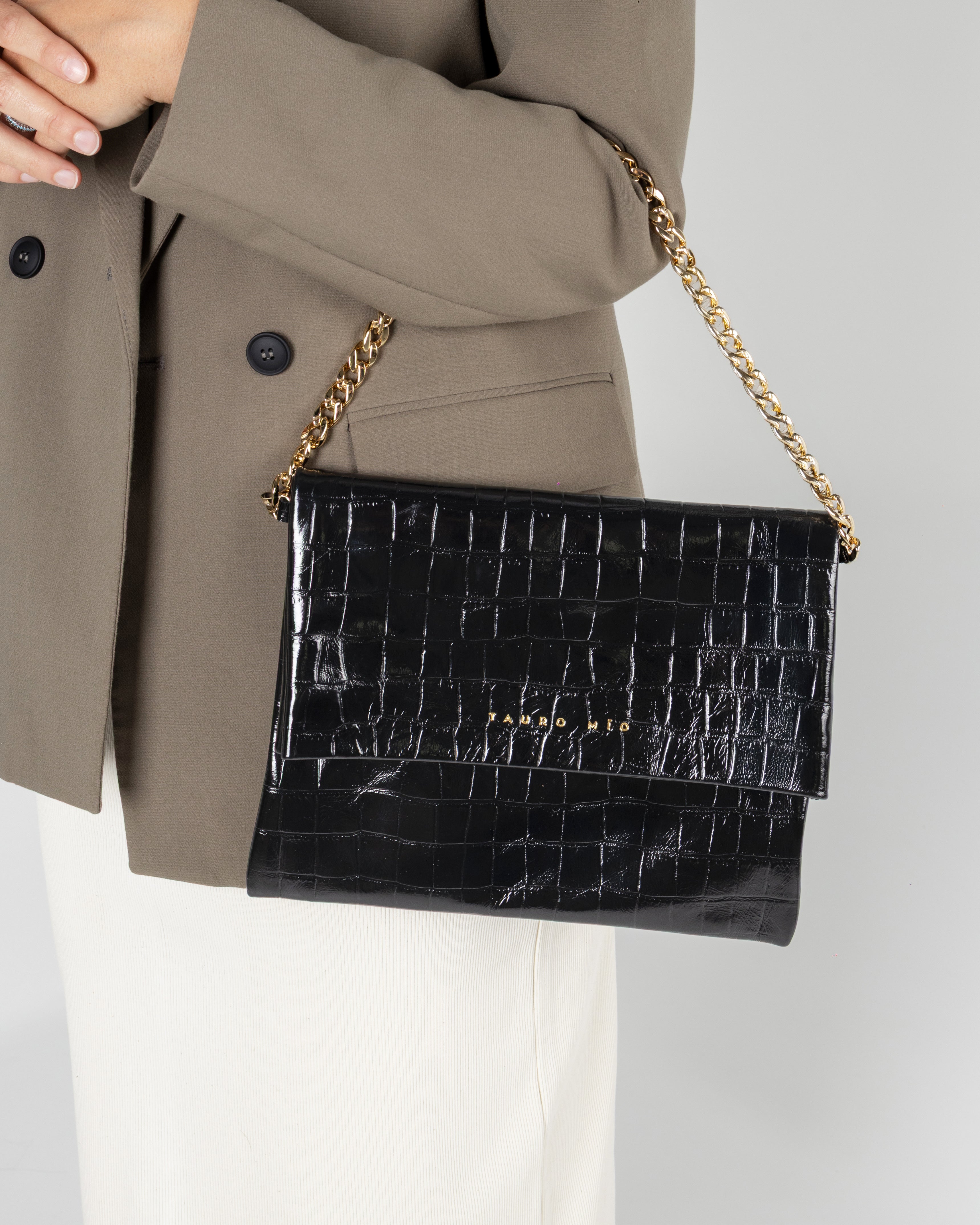 Coco Clutch Piel Estampado Coco Negro