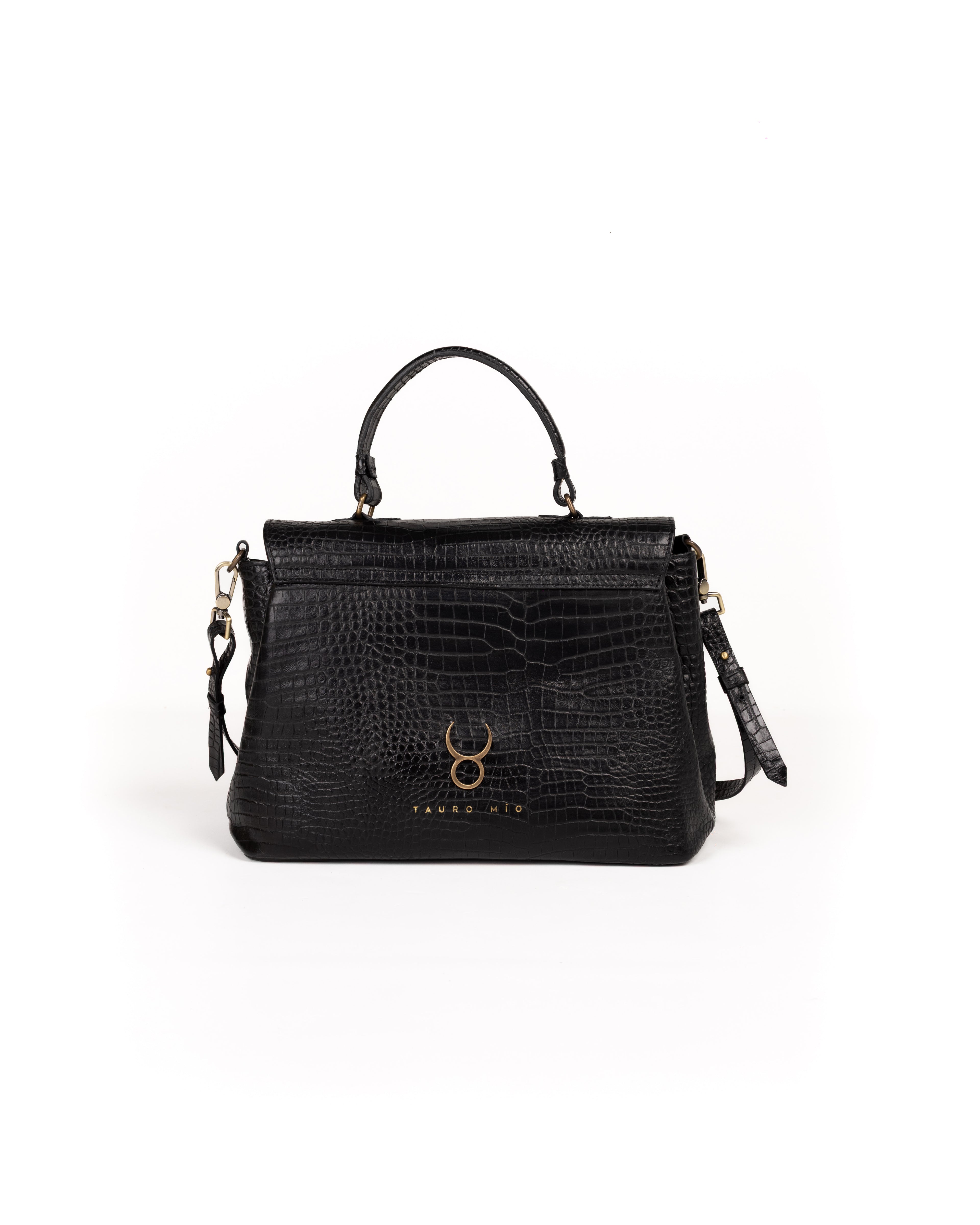 Bolso Doctor Bag Piel Estampado Aligator Negro