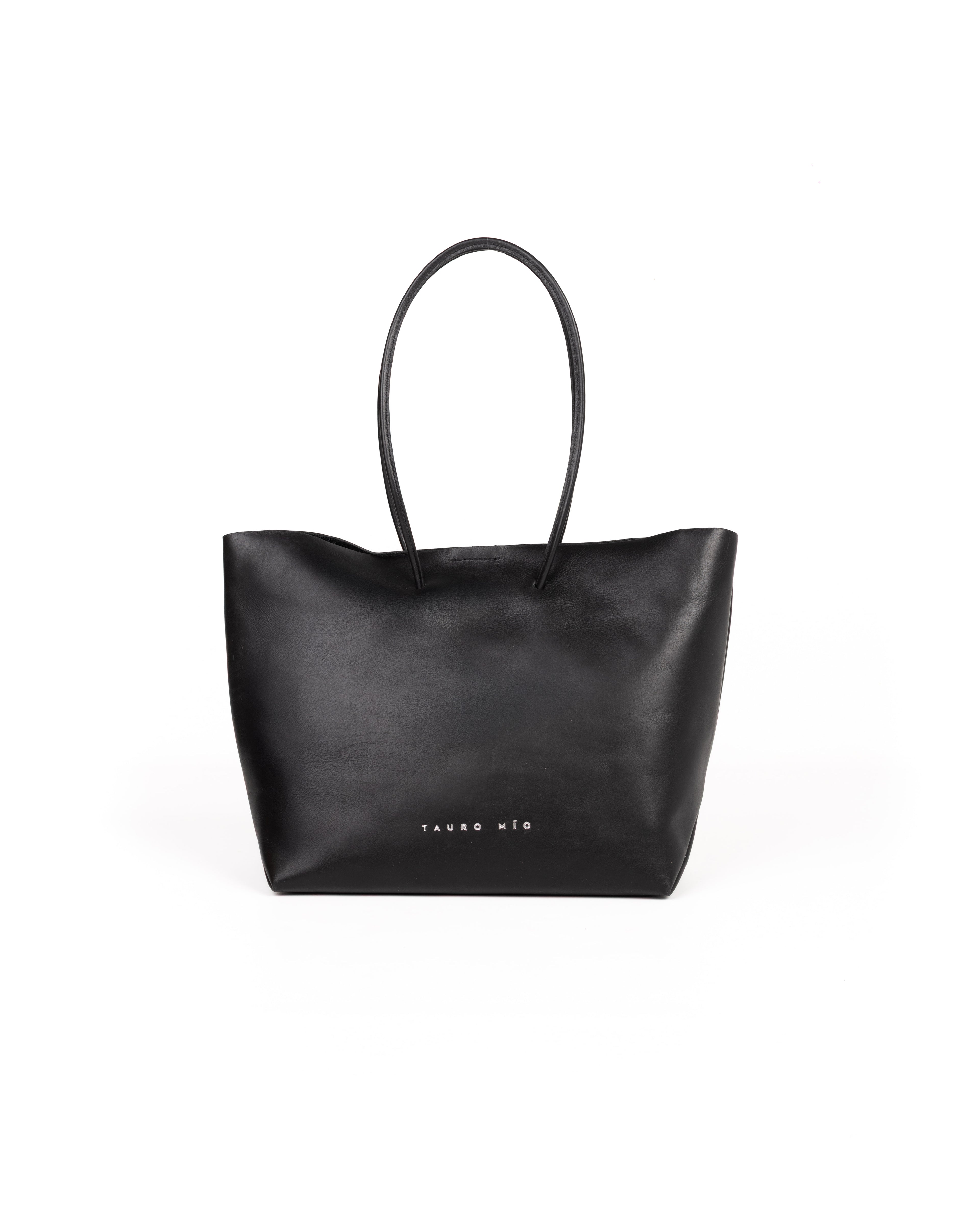 Bolso Half Tote Piel Mate Negro