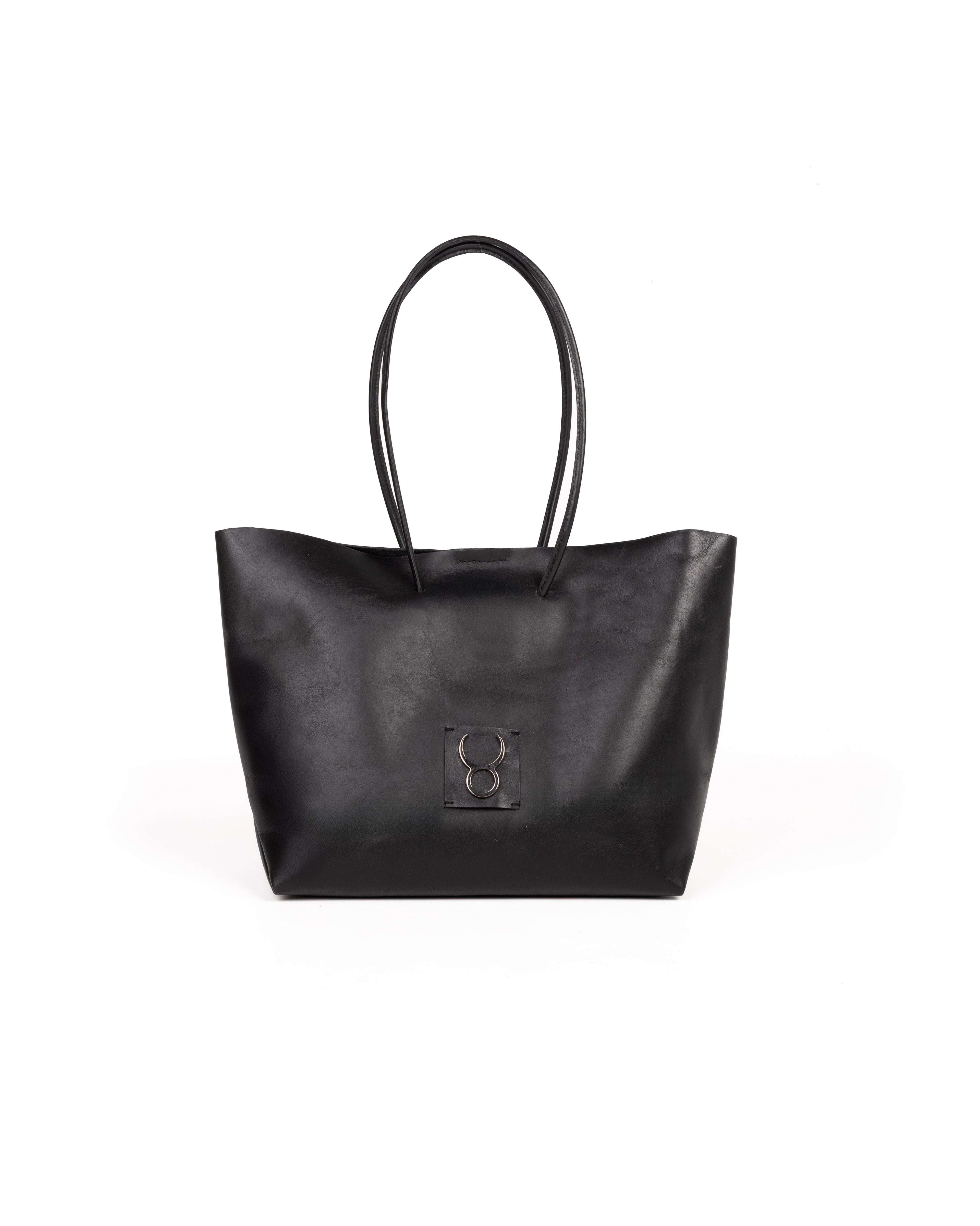 Bolso Half Tote Piel Mate Negro