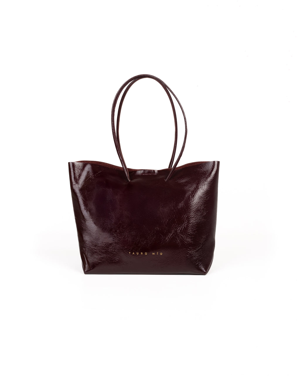 Bolso Half Tote Piel Charol Vino