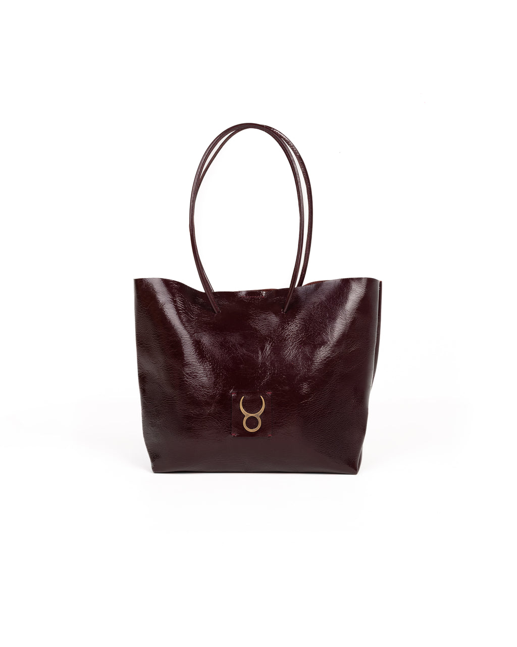 Bolso Half Tote Piel Charol Vino