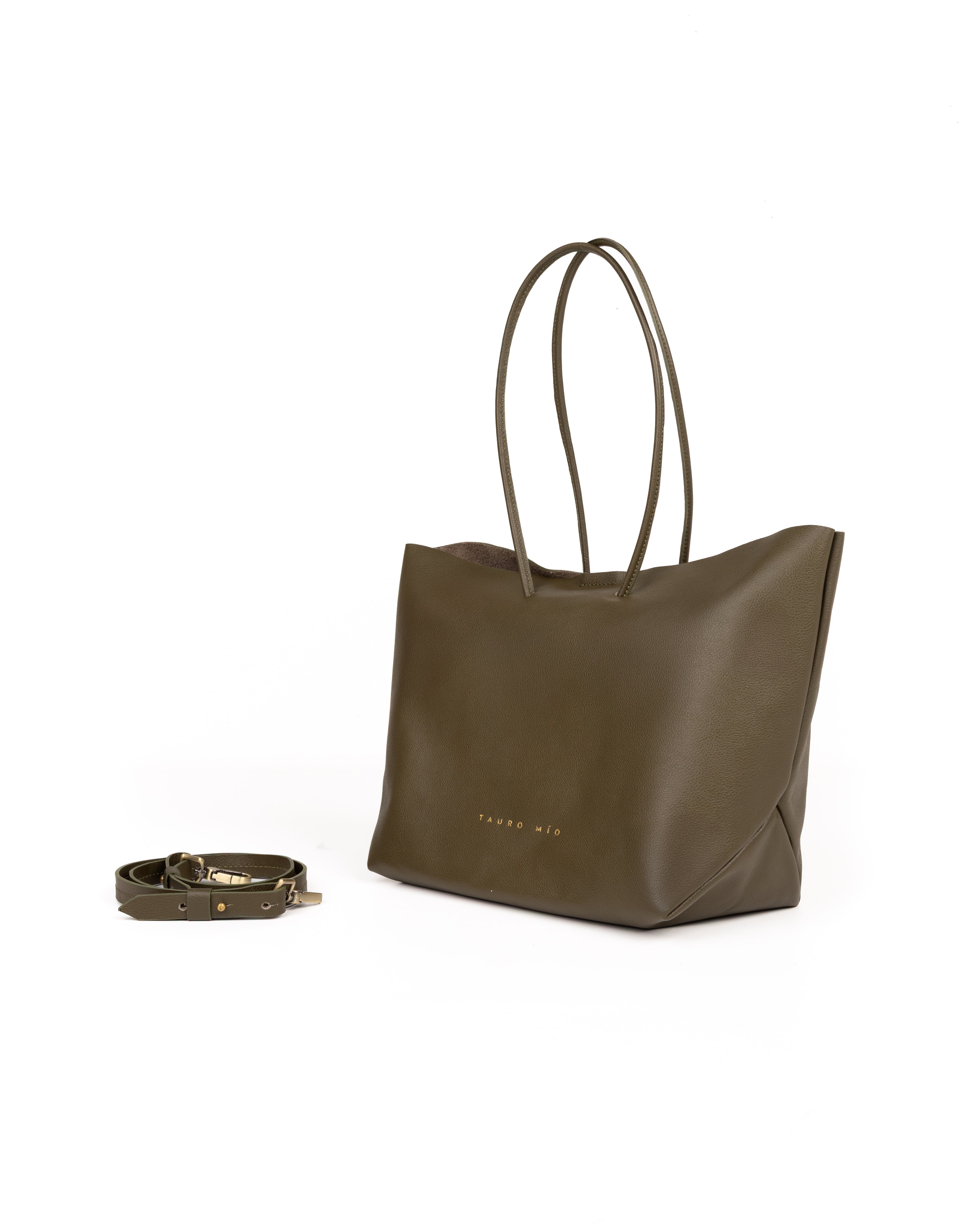 Bolso Half Tote Piel Verde Olivo