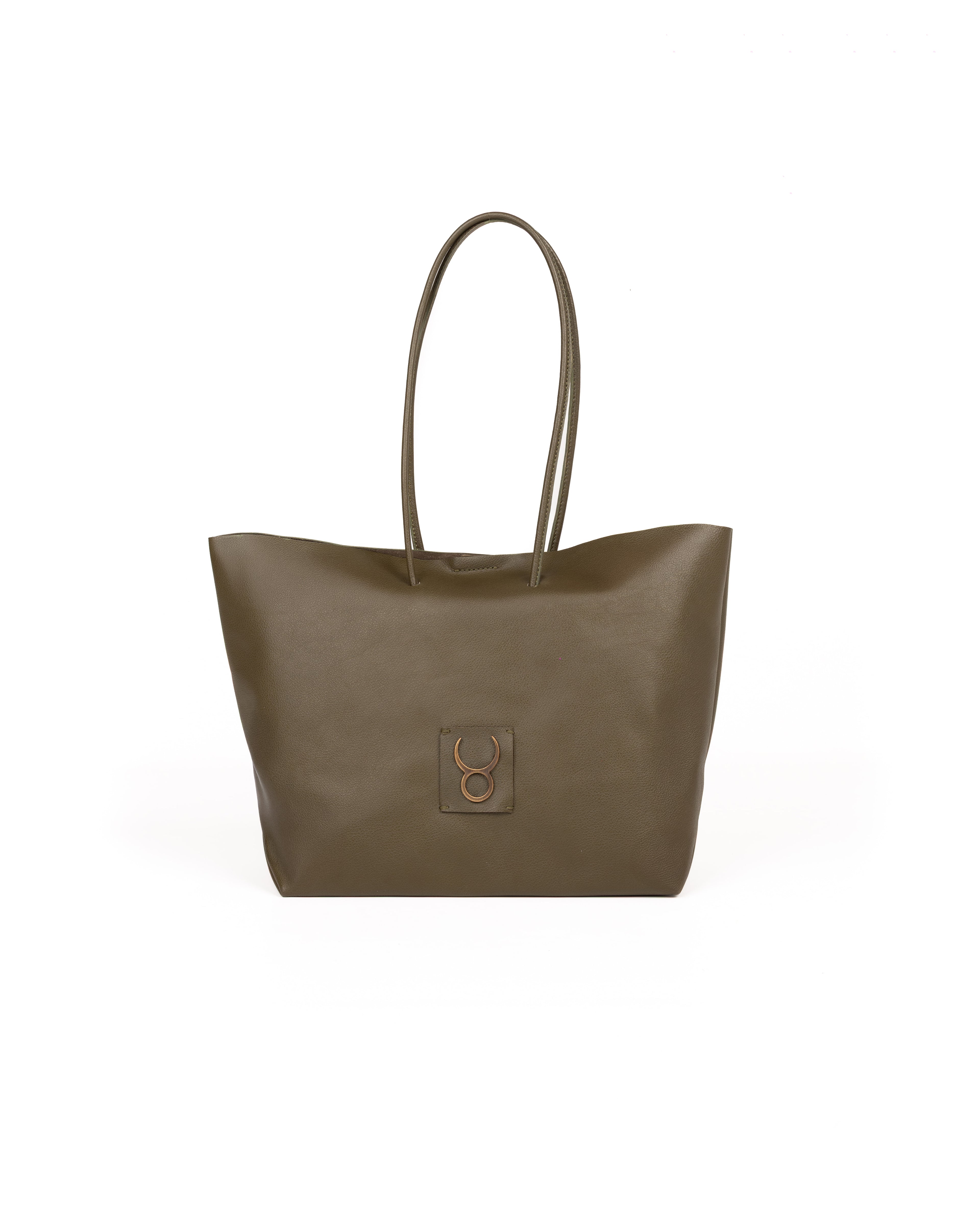 Bolso Half Tote Piel Verde Olivo