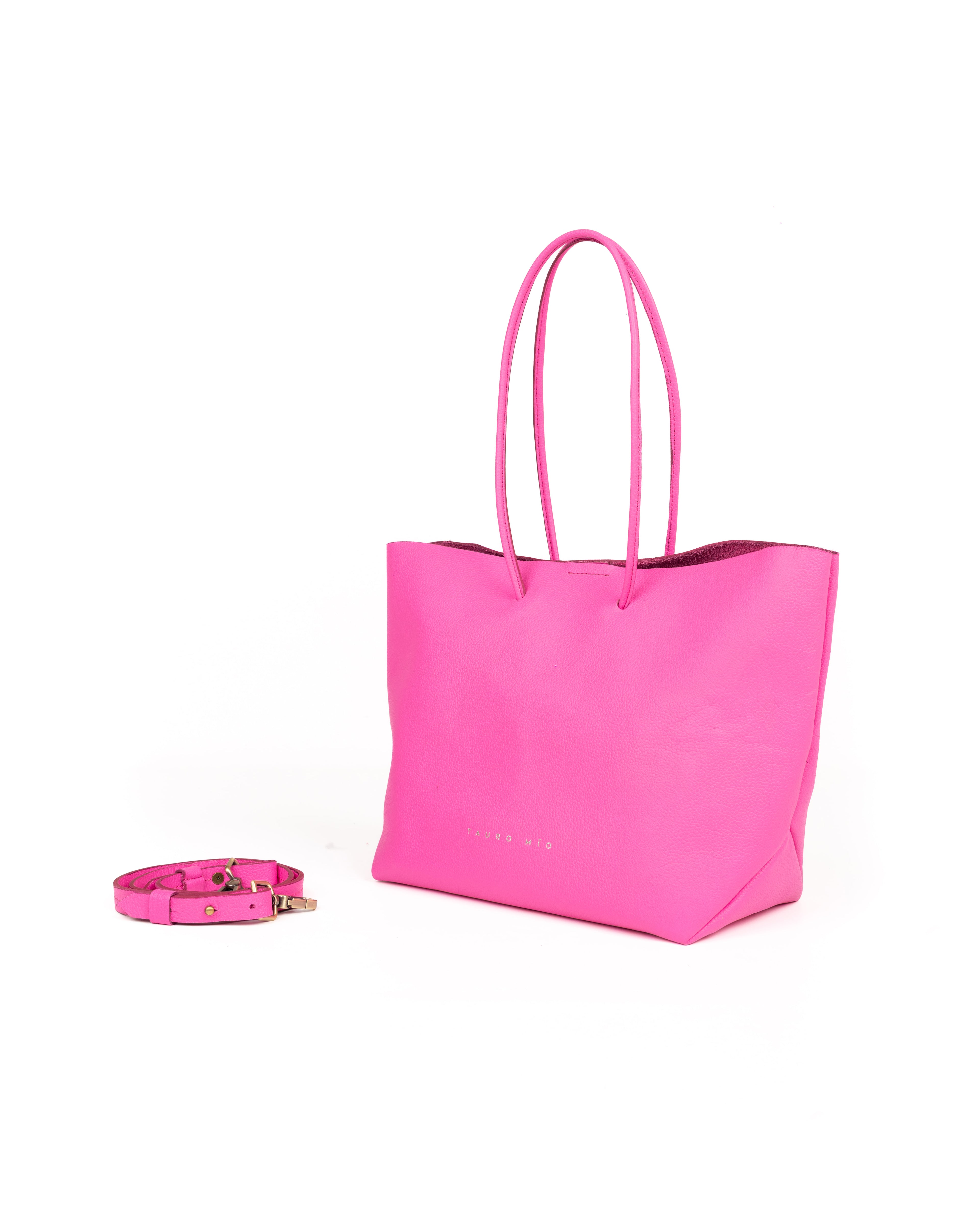 Bolso Half Tote Piel Fucsia