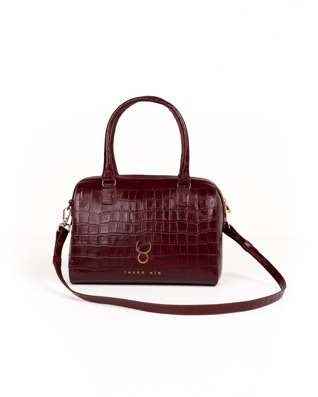 Bolso Bowling Bag Piel Estampado Coco Burdeos