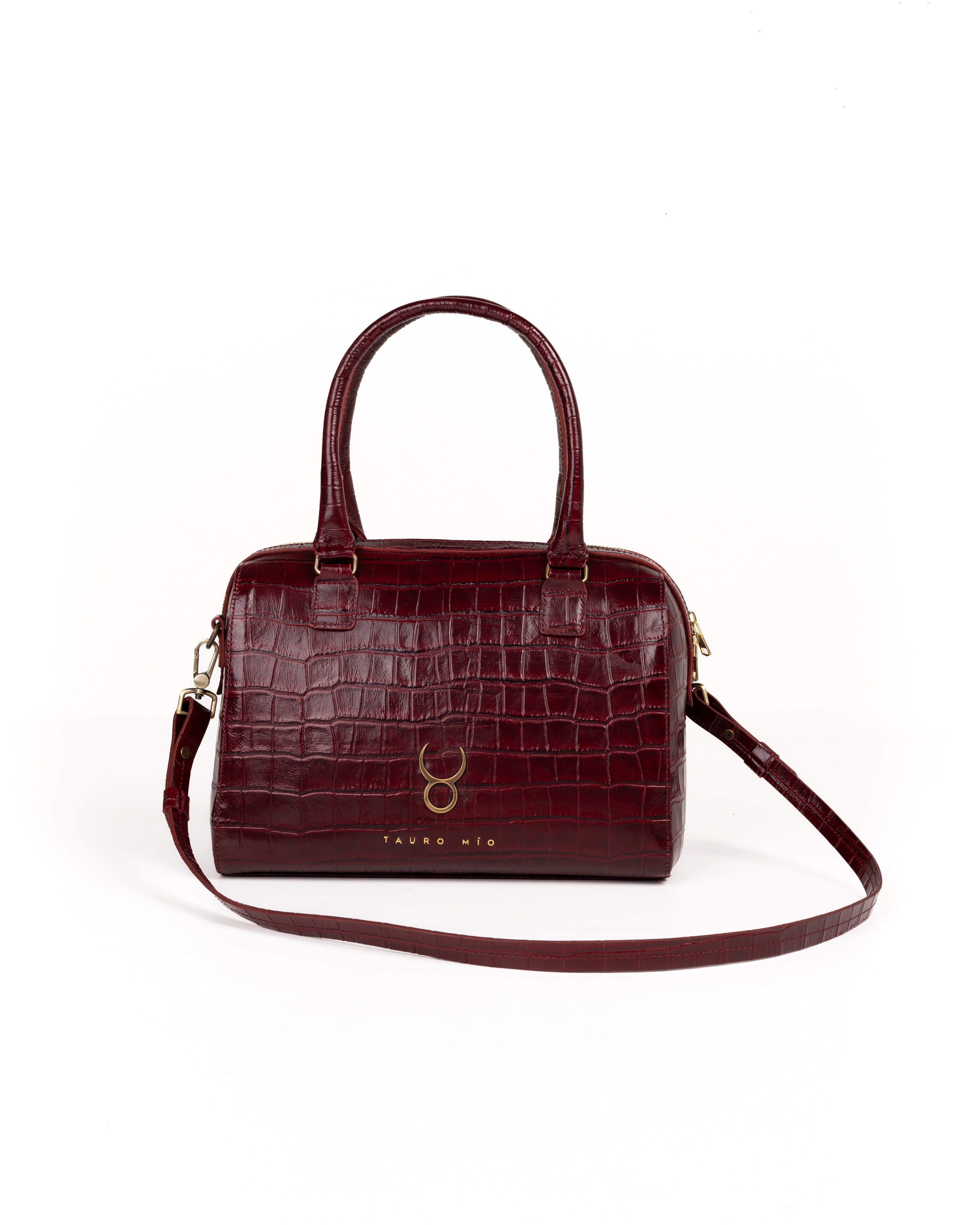 Bolso Bowling Bag Piel Estampado Coco Burdeos