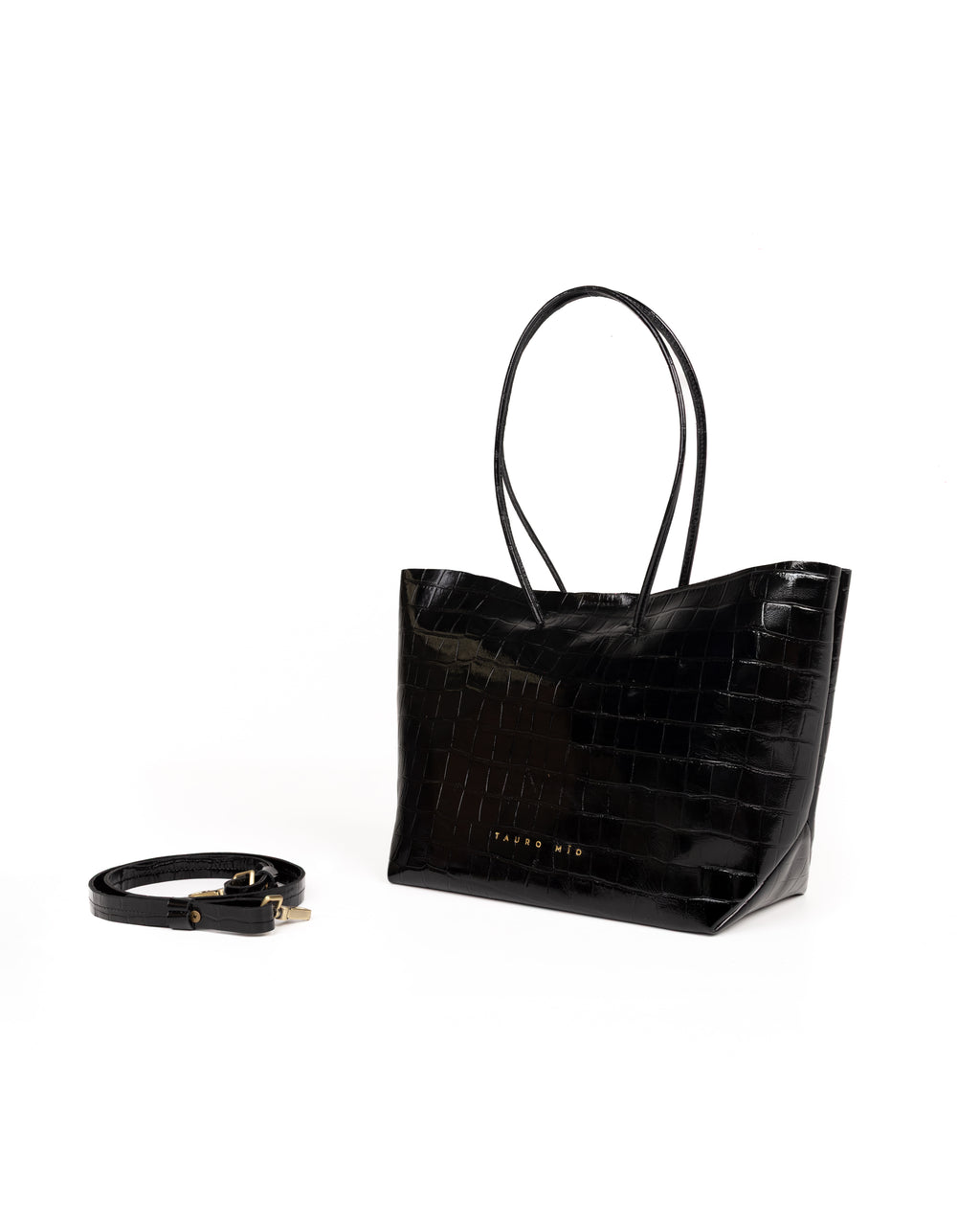Bolso Half Tote Piel Estampado Coco Negro