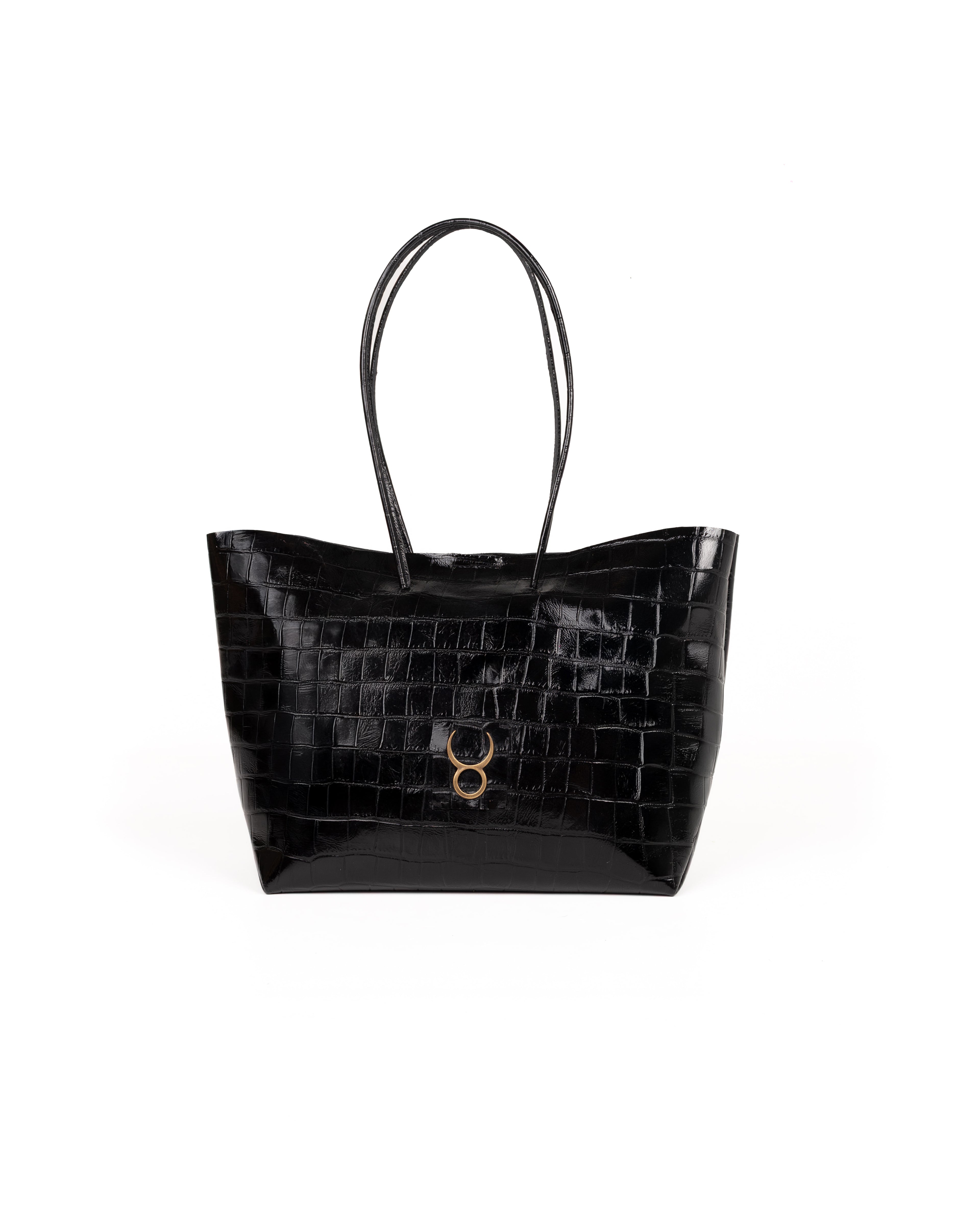 Bolso Half Tote Piel Estampado Coco Negro