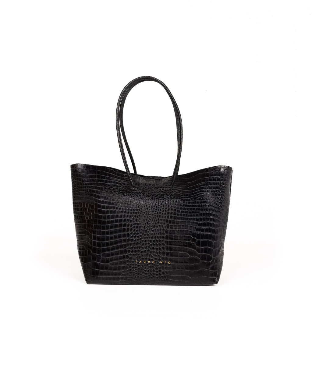 Bolso Half Tote Piel Estampado Aligator Negro