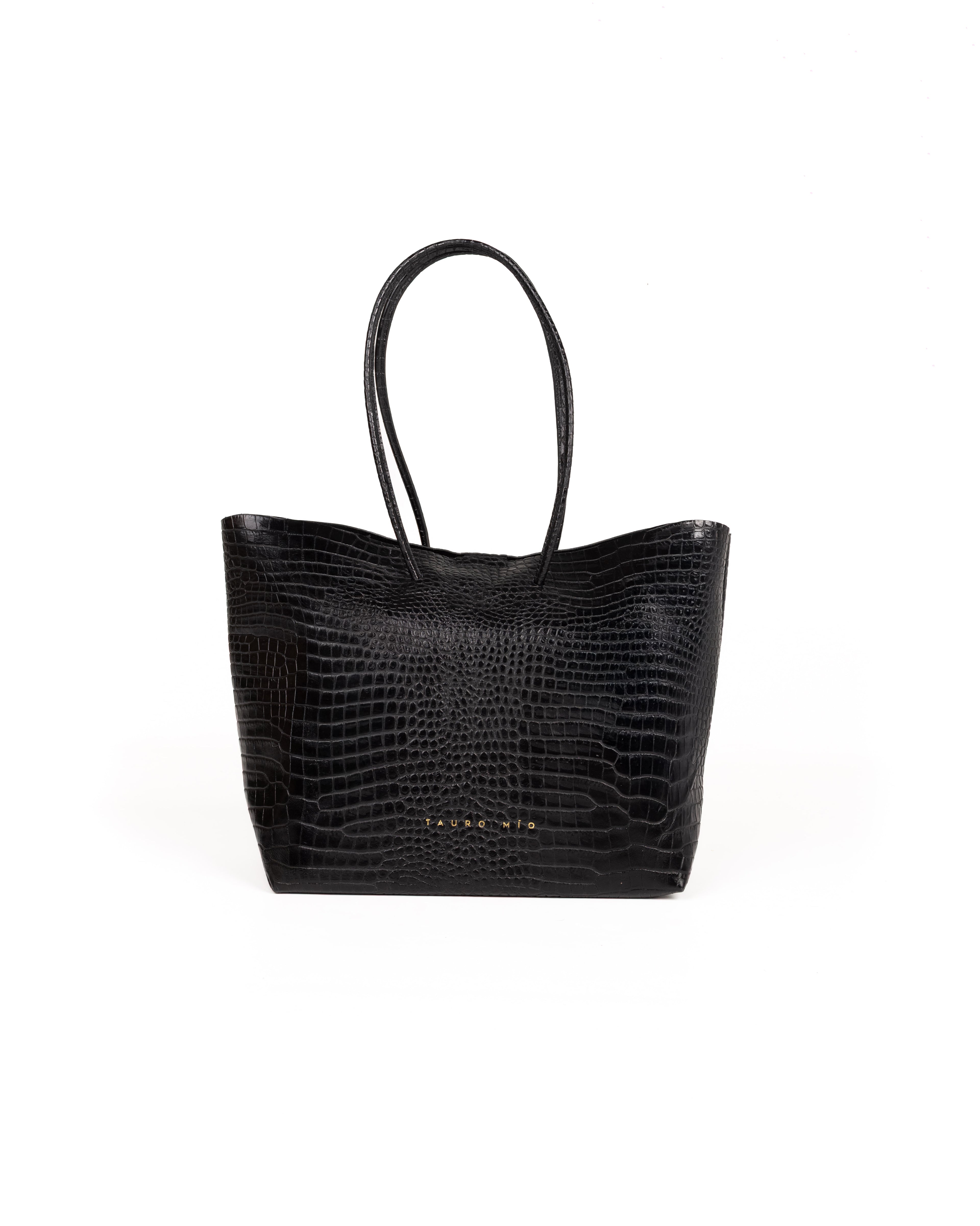 Bolso Half Tote Piel Estampado Aligator Negro