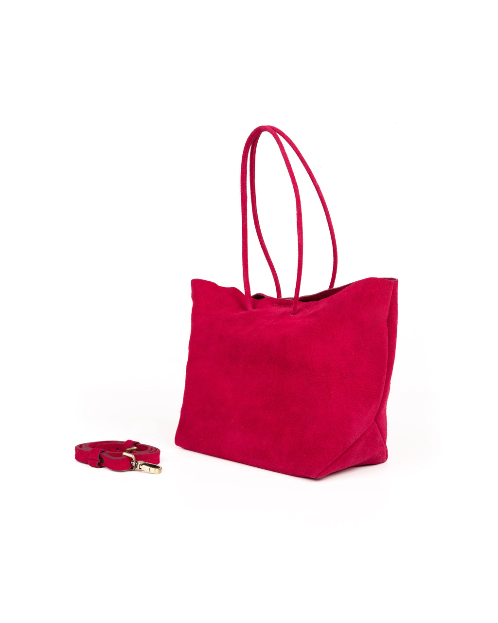 Bolso Half Tote Piel Gamuza Fucsia