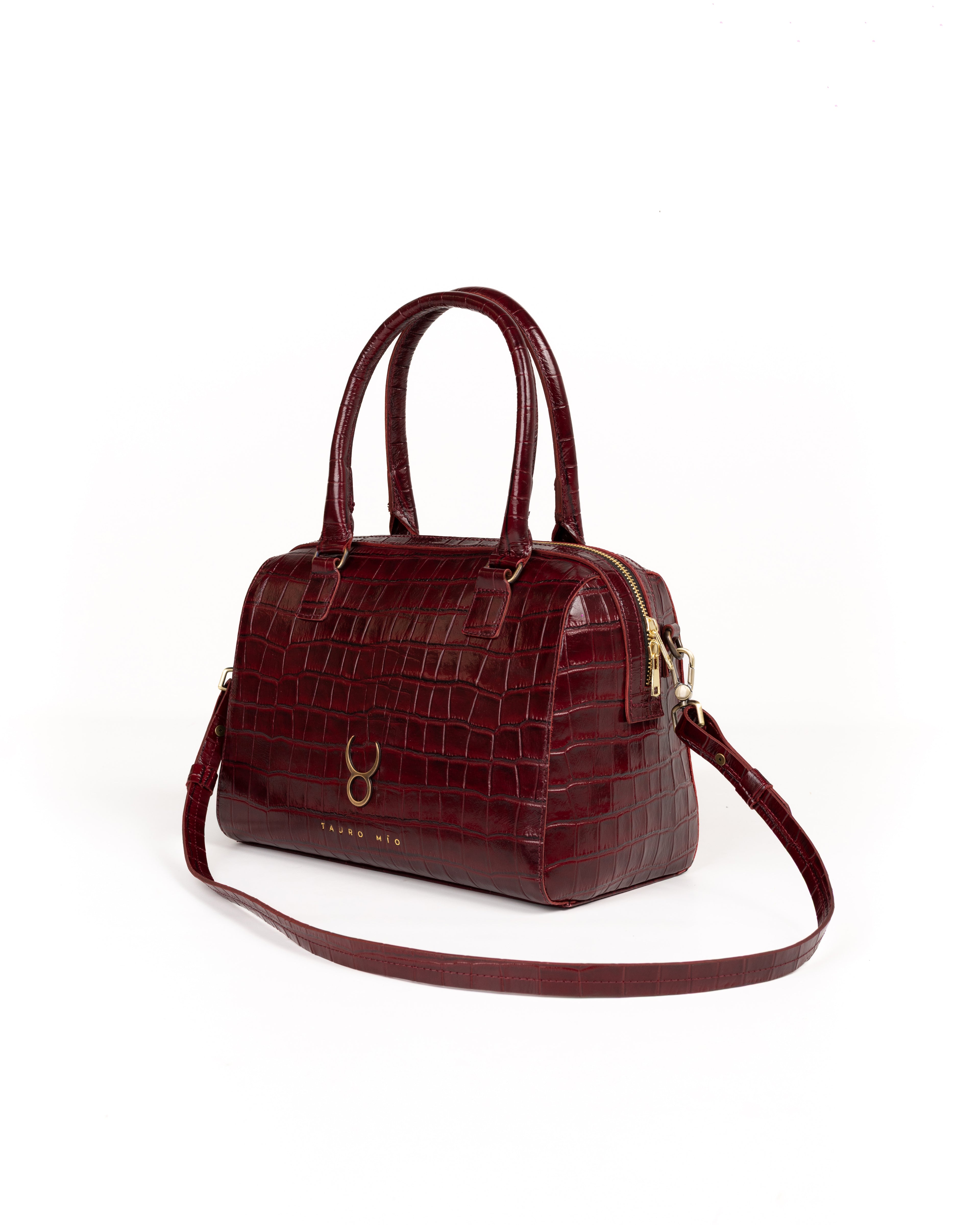 Bolso Bowling Bag Piel Estampado Coco Burdeos