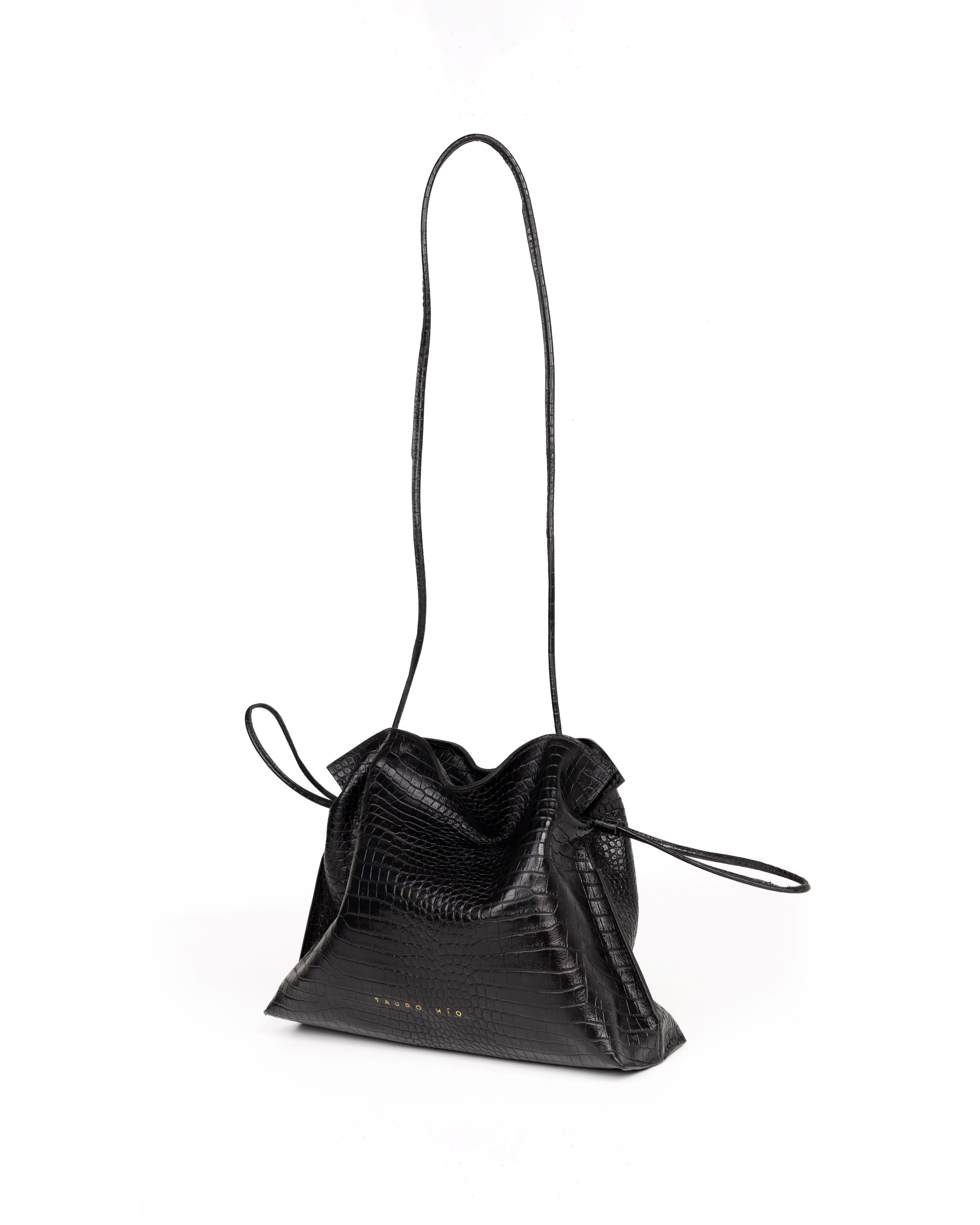 Bolso Antonia Slouchy Piel Estampado Aligator Negro