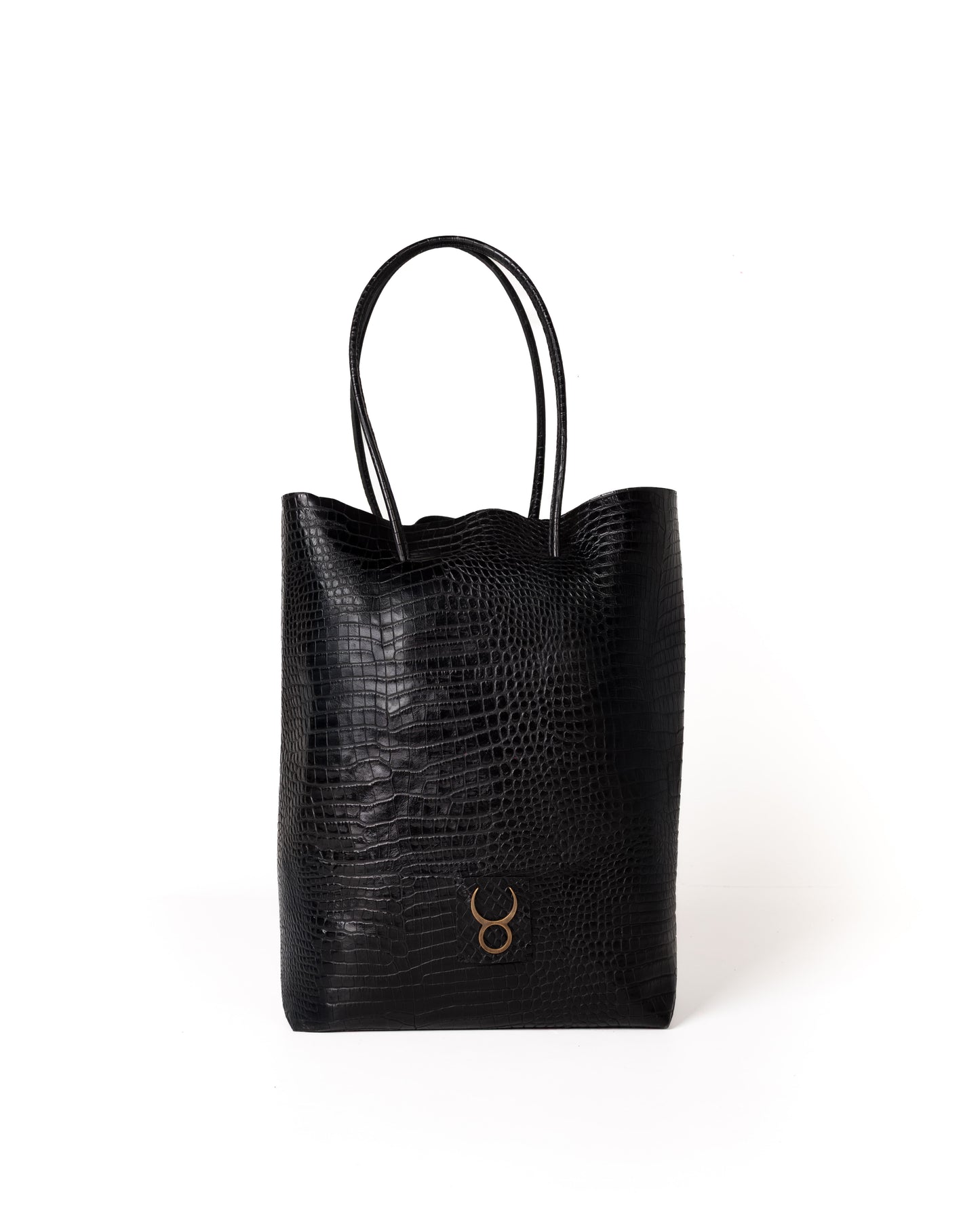 Bolso Square Bag Piel Estampado Aligator Negro