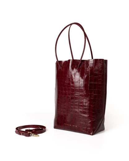 Bolso Square Bag Piel Estampado Coco Burdeos