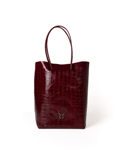 Bolso Square Bag Piel Estampado Coco Burdeos