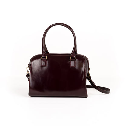 Bolso Bowling Bag Piel Charol Vino