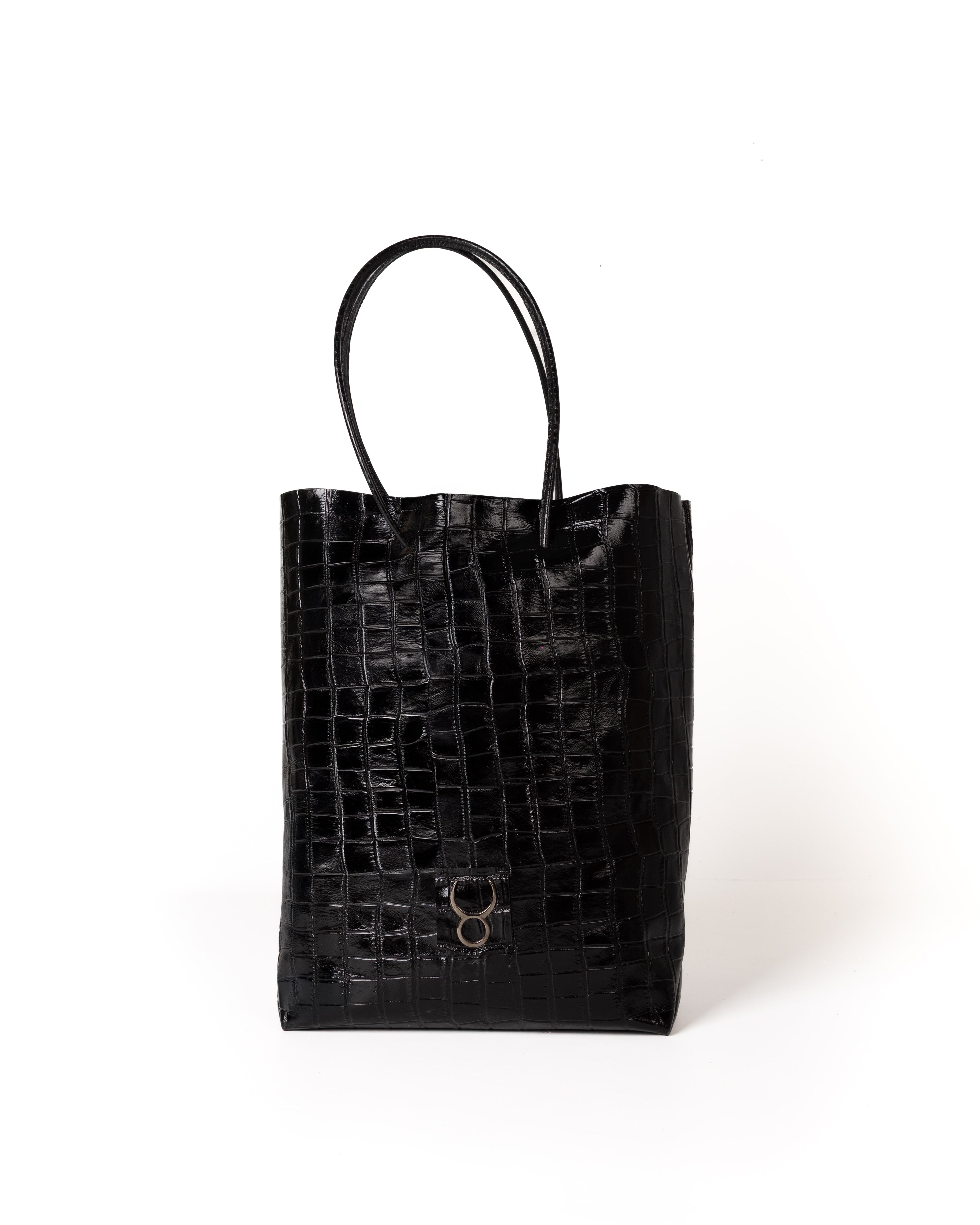 Bolso Square Bag Piel Estampado Coco Negro