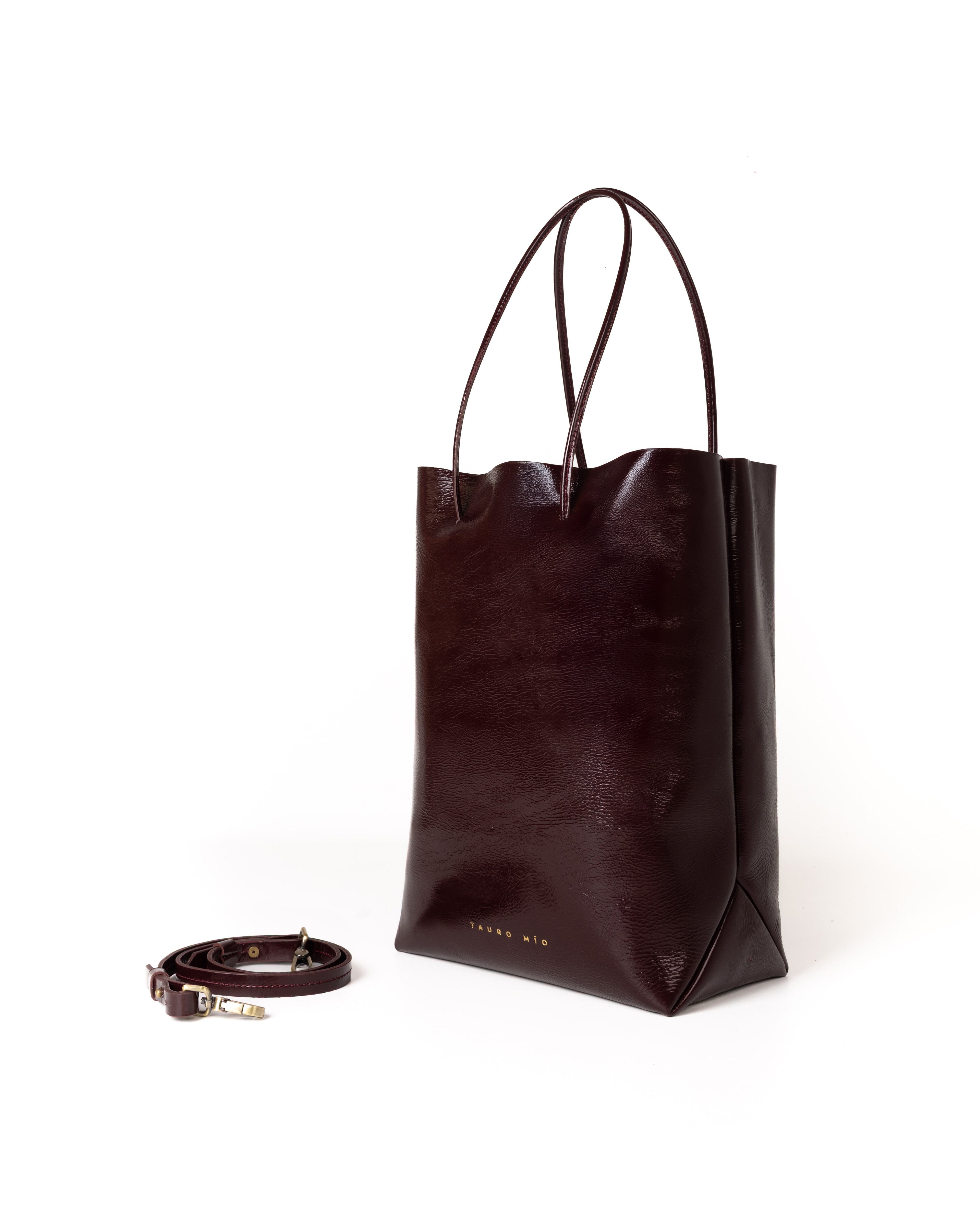 Bolso Square Bag Piel Charol Vino