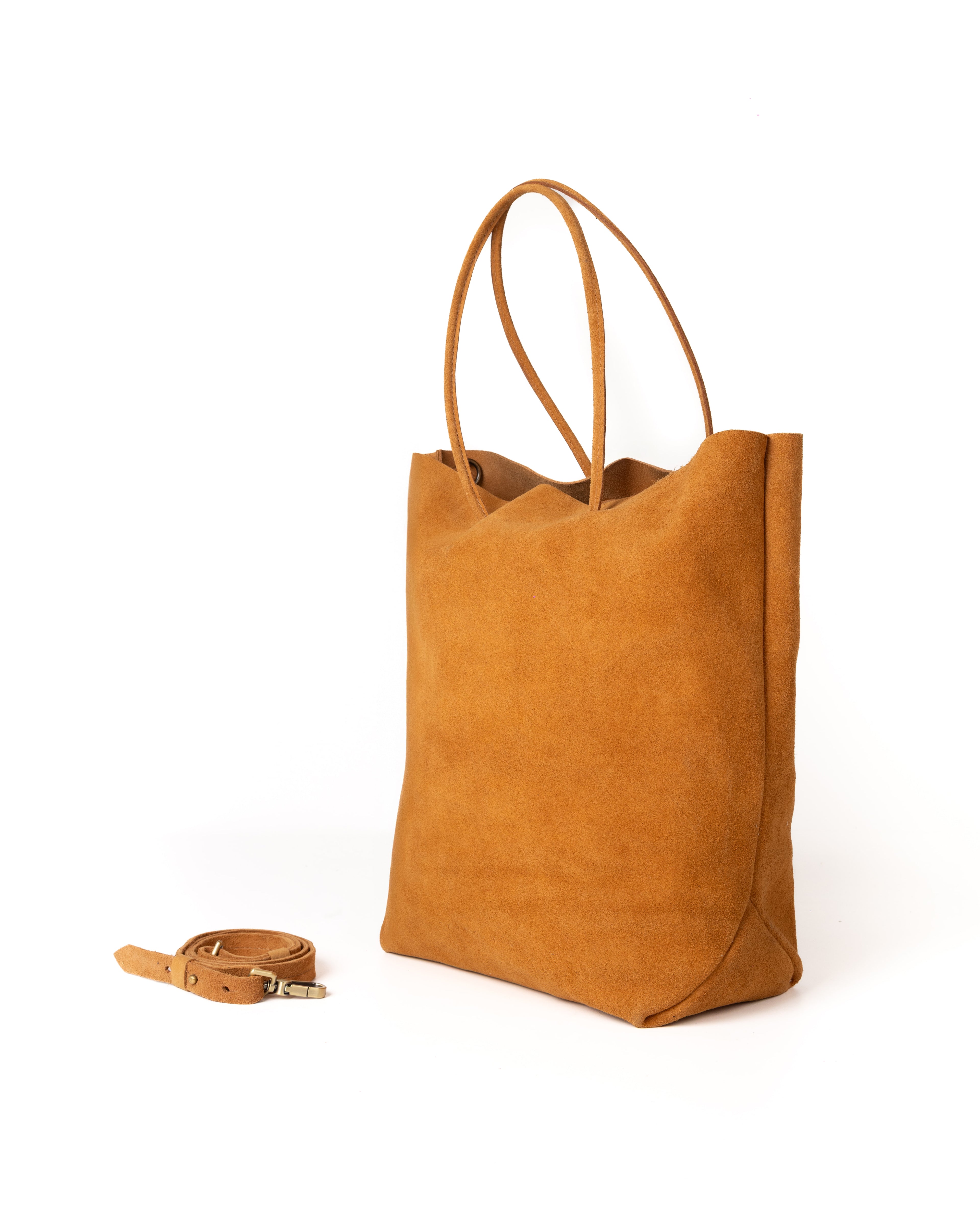 Bolso Square Bag Piel Gamuza Ocre