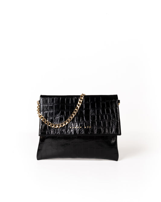 Coco Clutch Piel Estampado Coco Negro