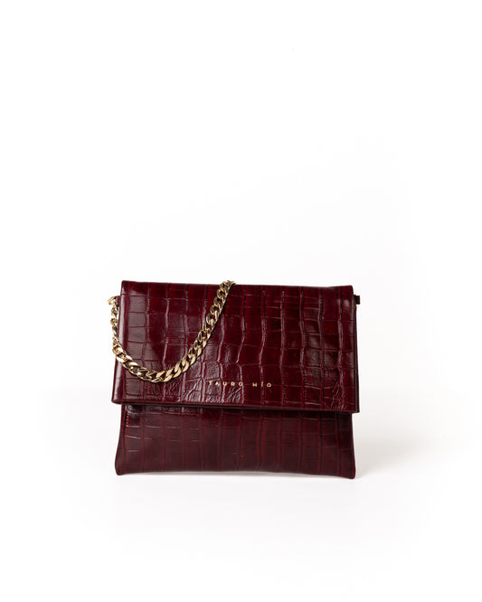 Coco Clutch Piel Estampado Coco Burdeos