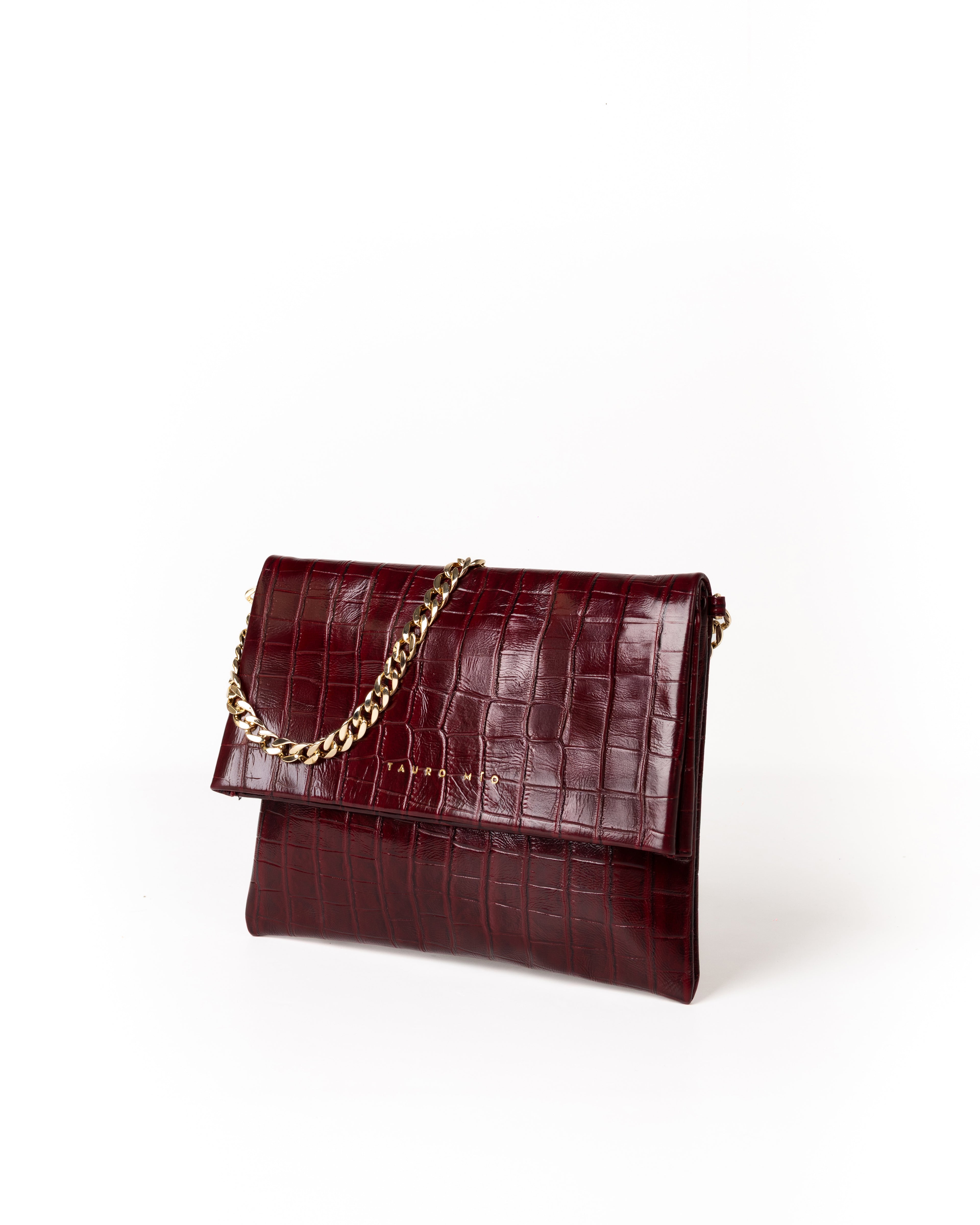 Coco Clutch Piel Estampado Coco Burdeos