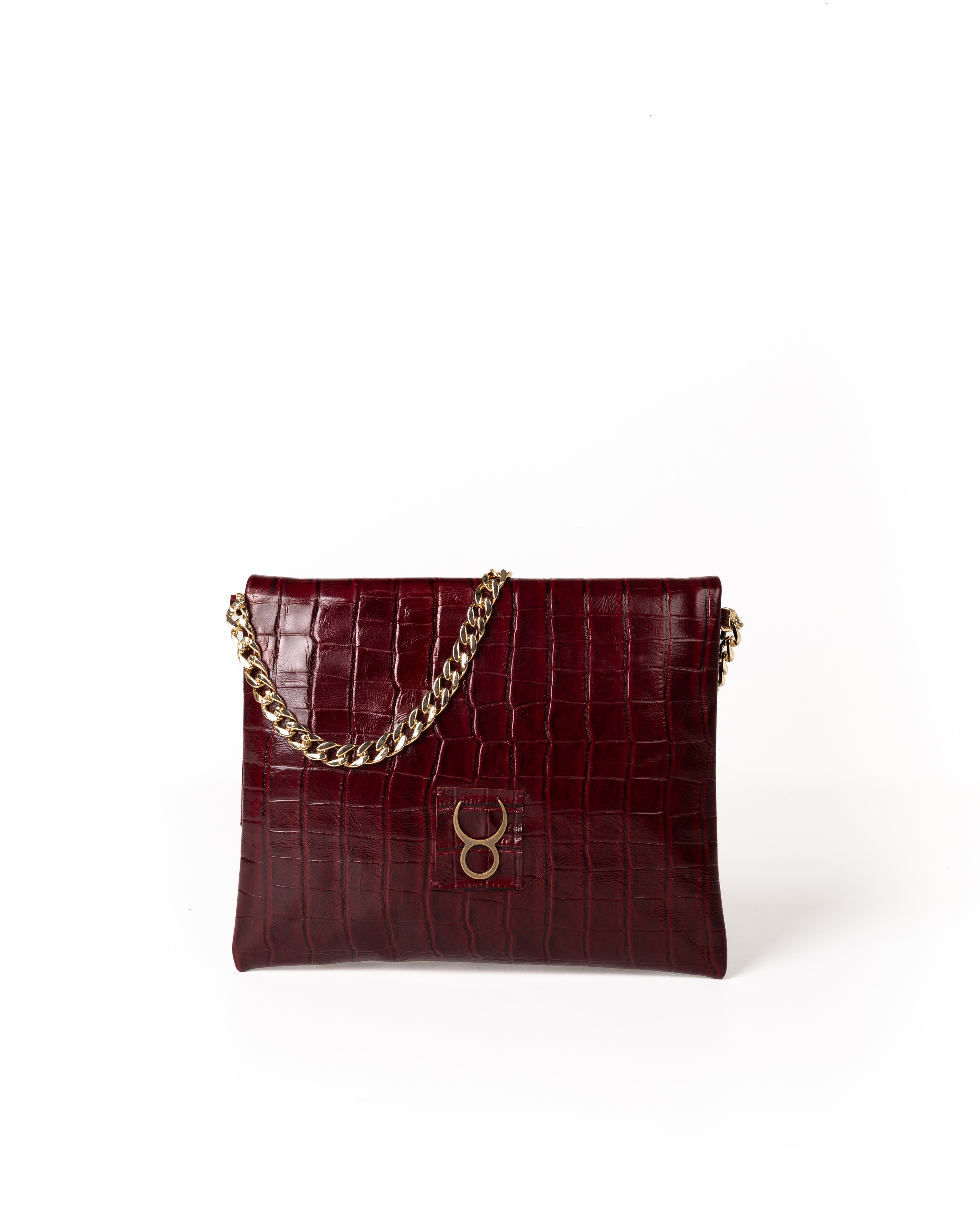 Coco Clutch Piel Estampado Coco Burdeos