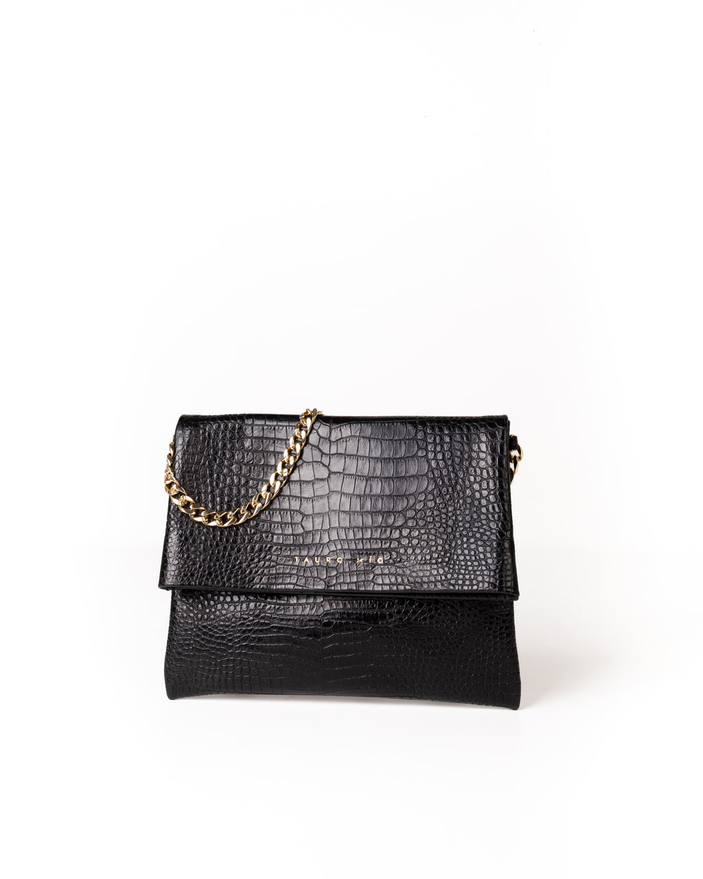 Coco Clutch Piel Estampado Aligator Negro