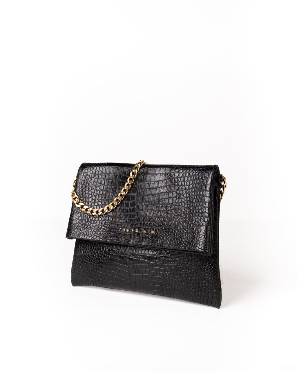 Coco Clutch Piel Estampado Aligator Negro