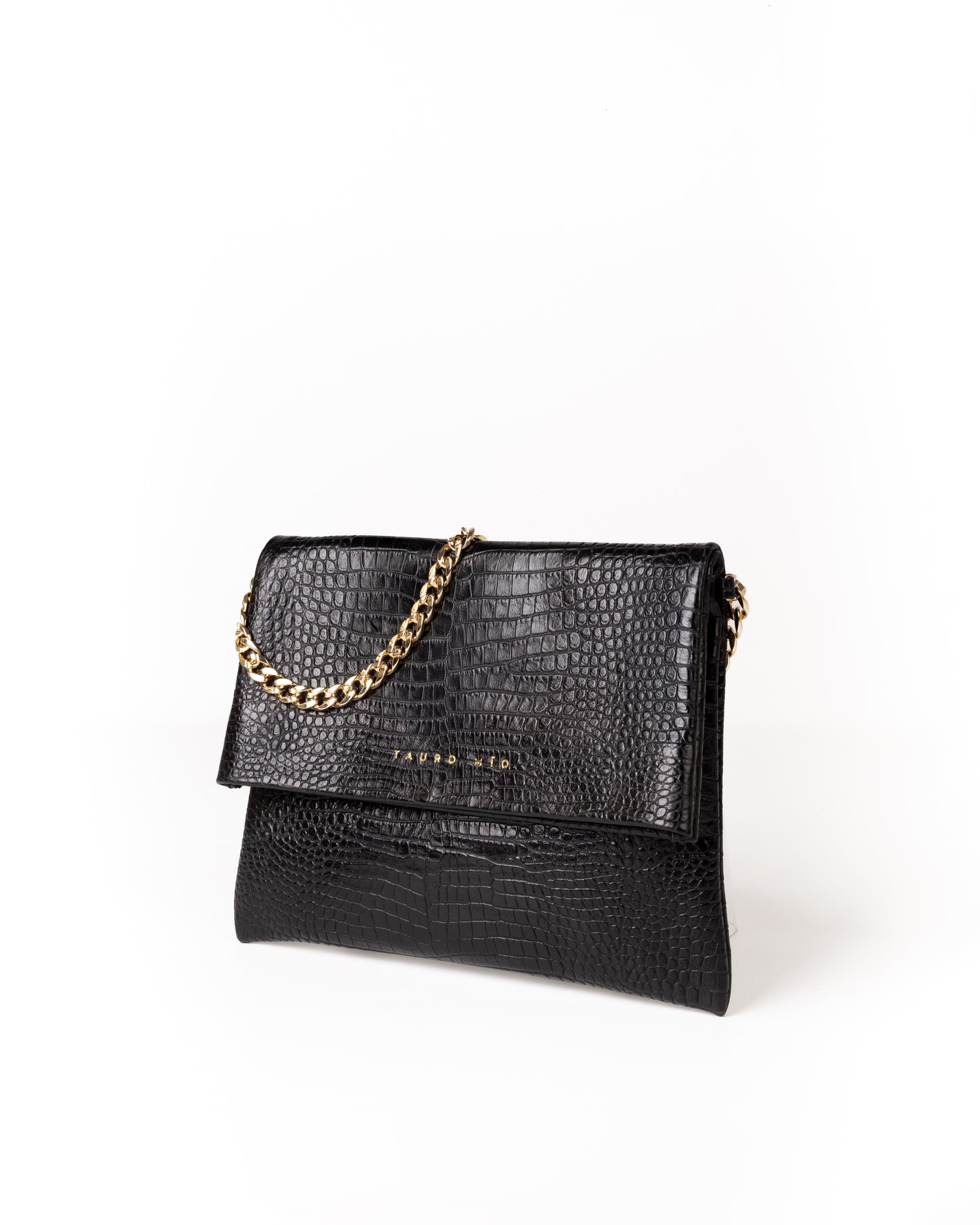 Coco Clutch Piel Estampado Aligator Negro