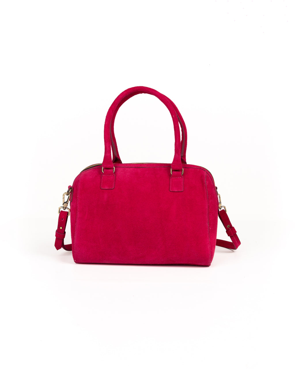 Bolso Bowling Bag Piel Gamuza Fucsia